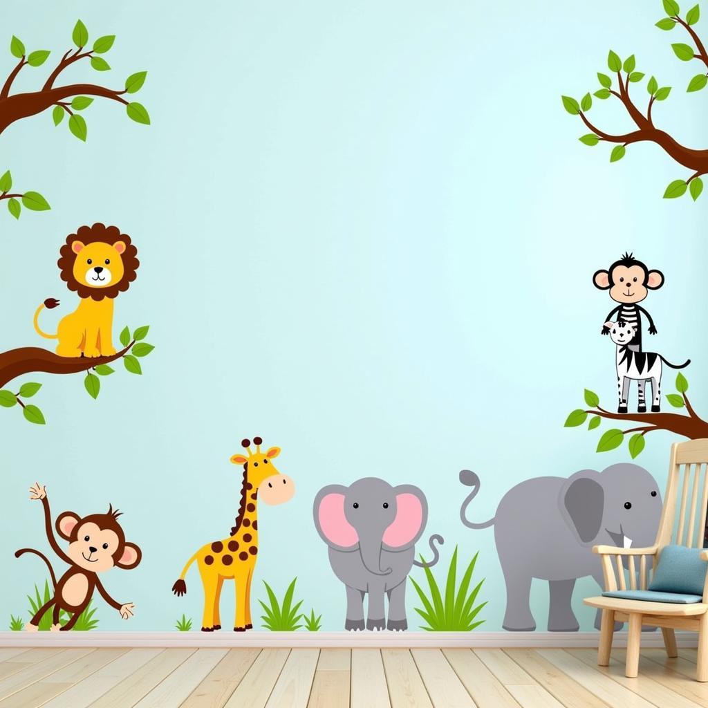 Safari Animal Wall Stickers for Nursery Decor