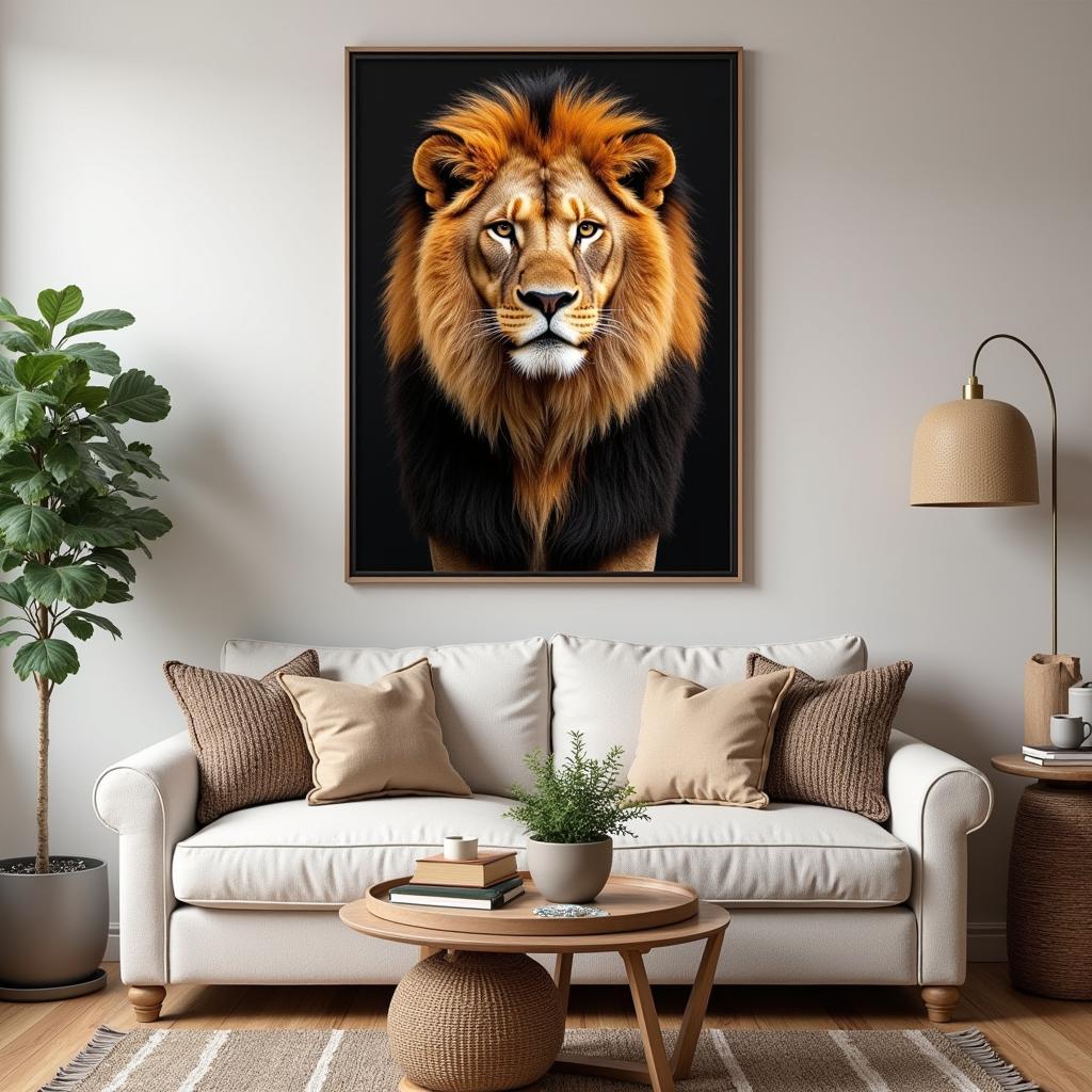 Safari wall art in a living room setting