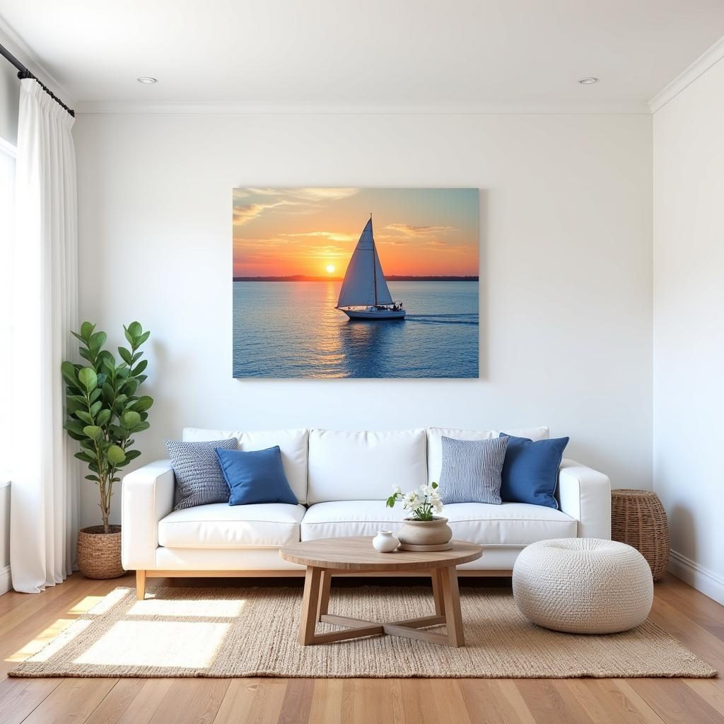 Sailing Wall Art in a Coastal Living Room