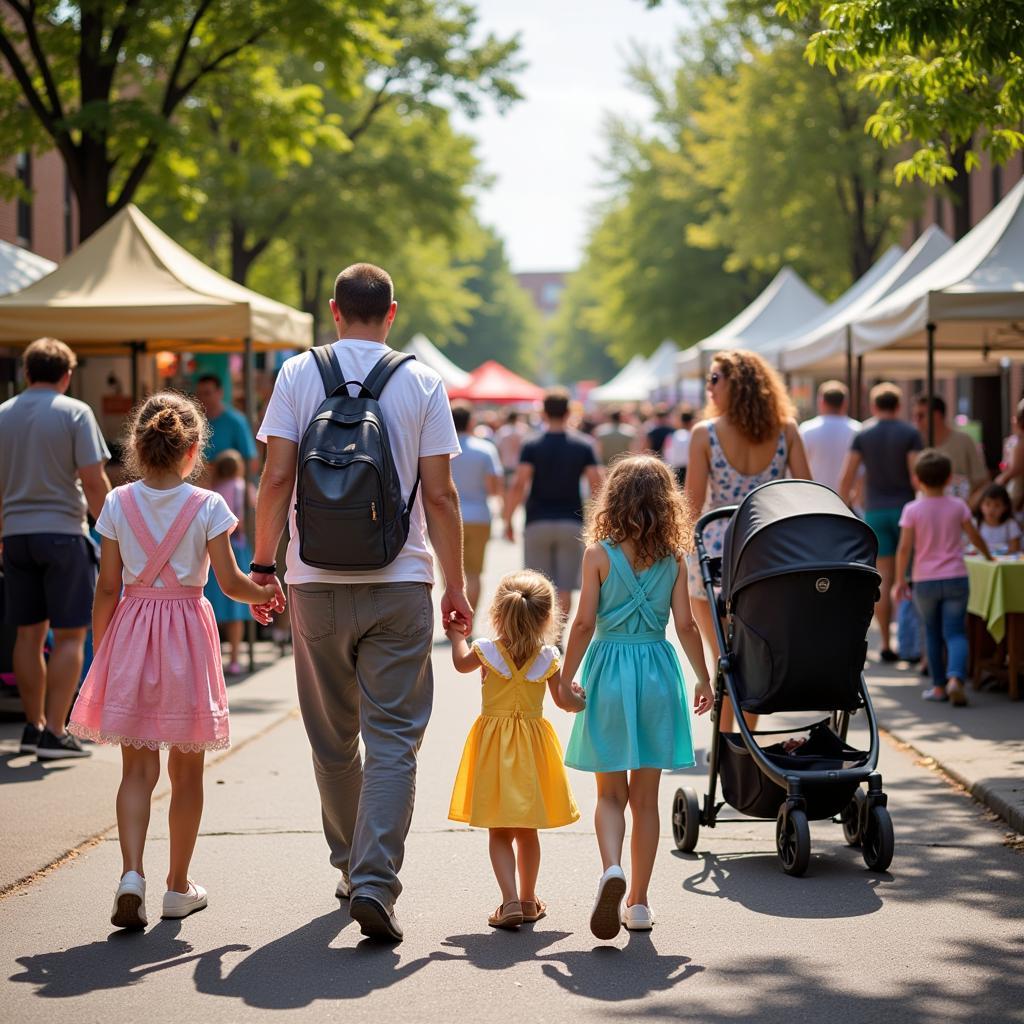 Families enjoying the festivities at the San Anselmo Art & Wine Festival