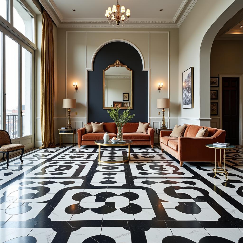 Art Deco Tile Floor in Living Room