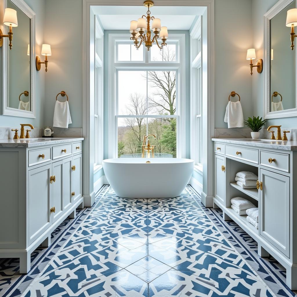 Art Deco Tile Floor in Bathroom