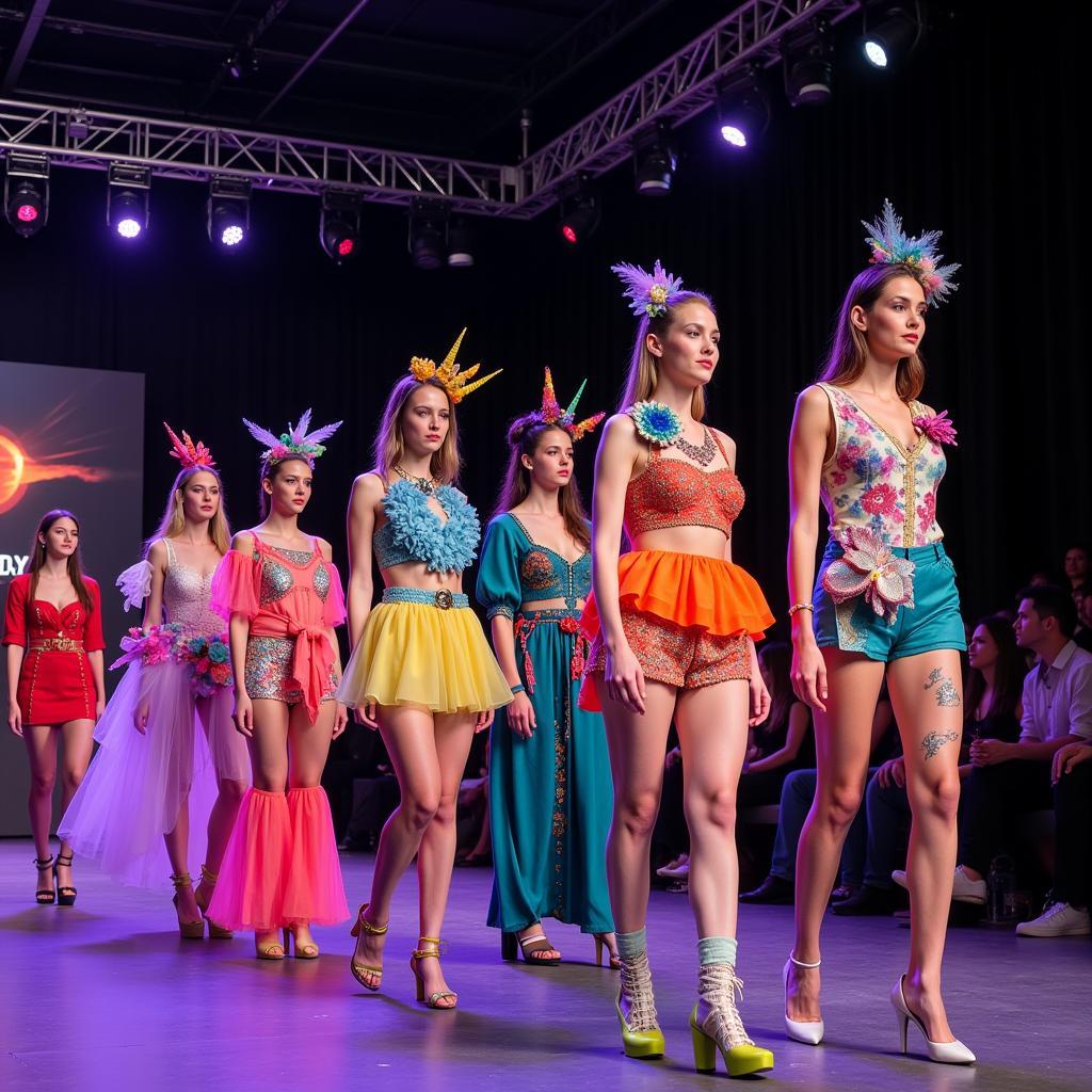 Sân khấu Wearable Art Gala rực rỡ sắc màu với dàn người mẫu trình diễn trang phục wearable art độc đáo