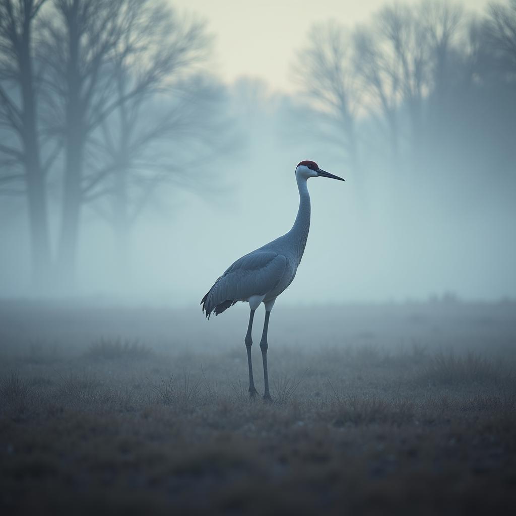 Sandhill Crane Photography: Misty Morning