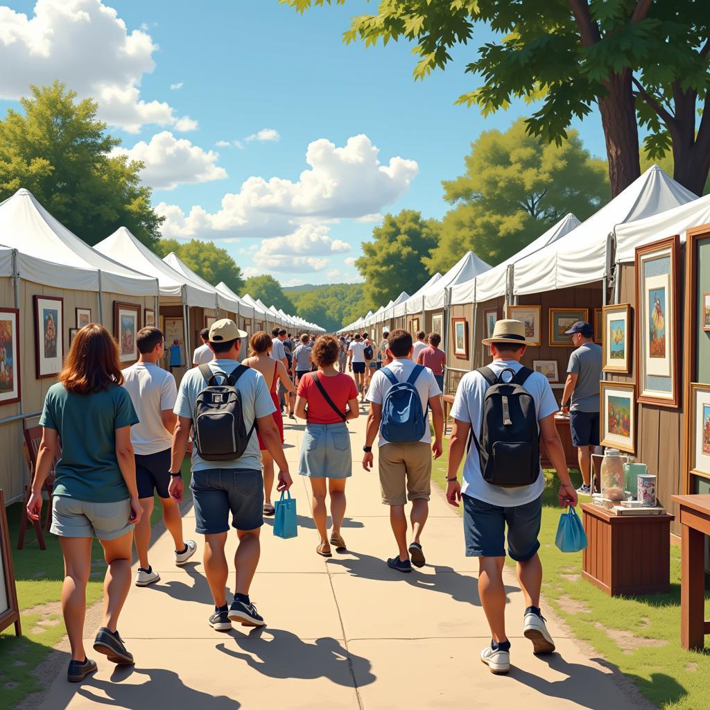 Visitors engaging with art at Saugatuck Art Fair