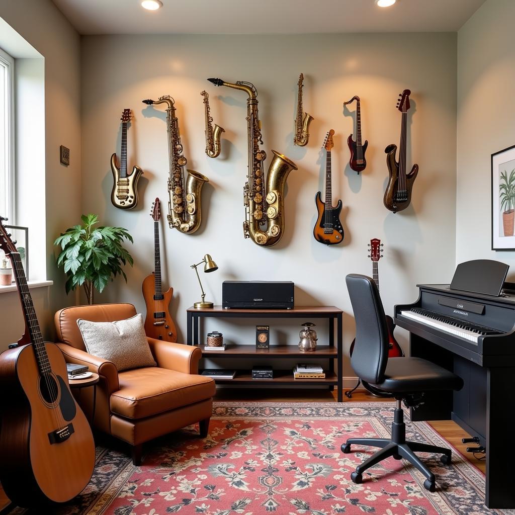 Music Room Wall Decor with Saxophone Metal Art