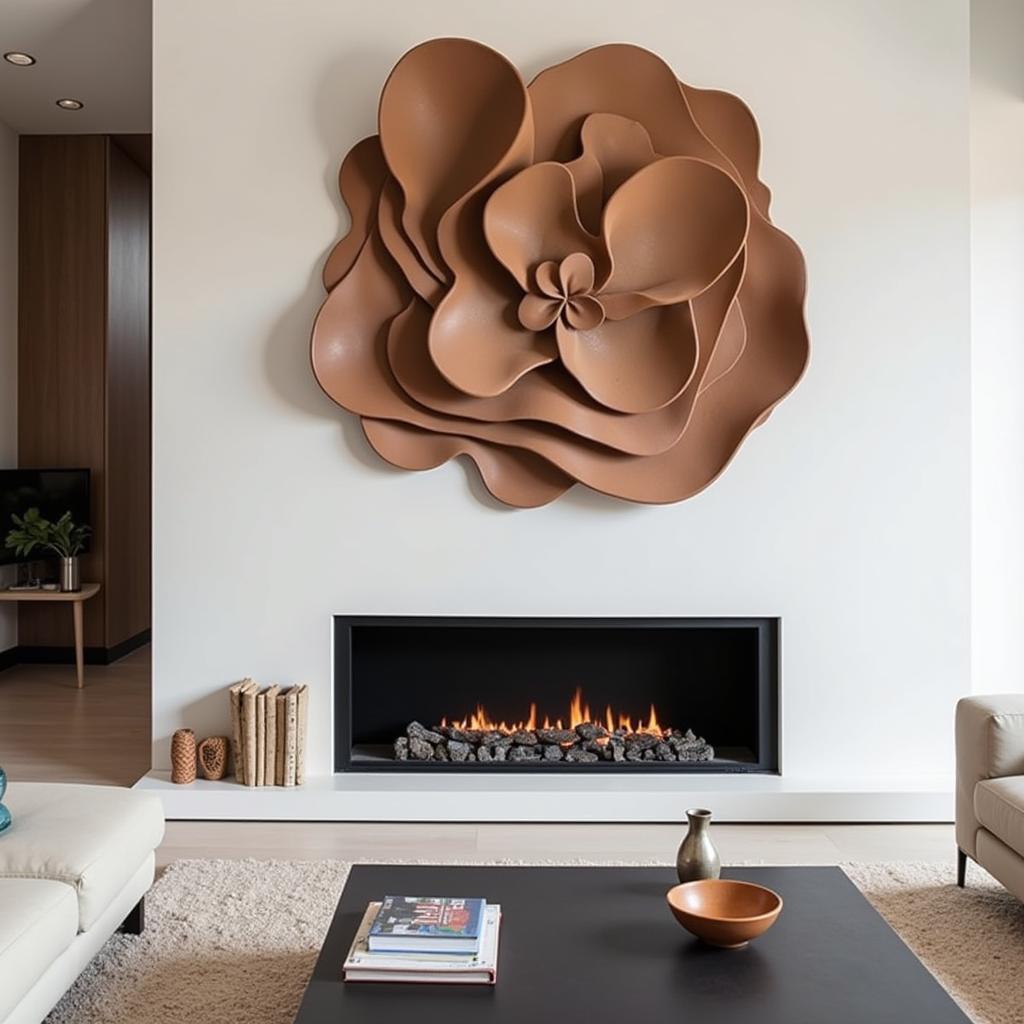 Sculpted Ceramic Wall Art in a Modern Living Room