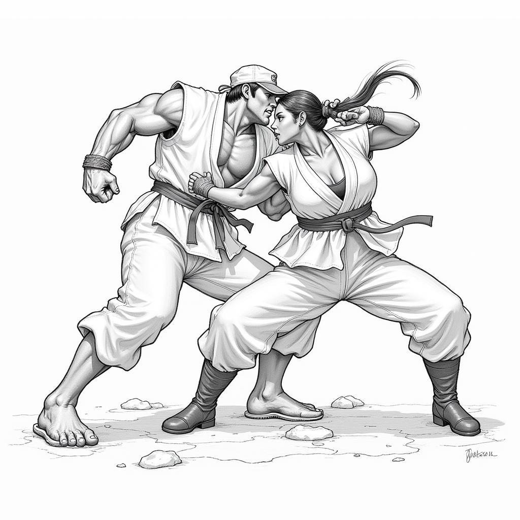 Street Fighter 5 cover art composition sketch