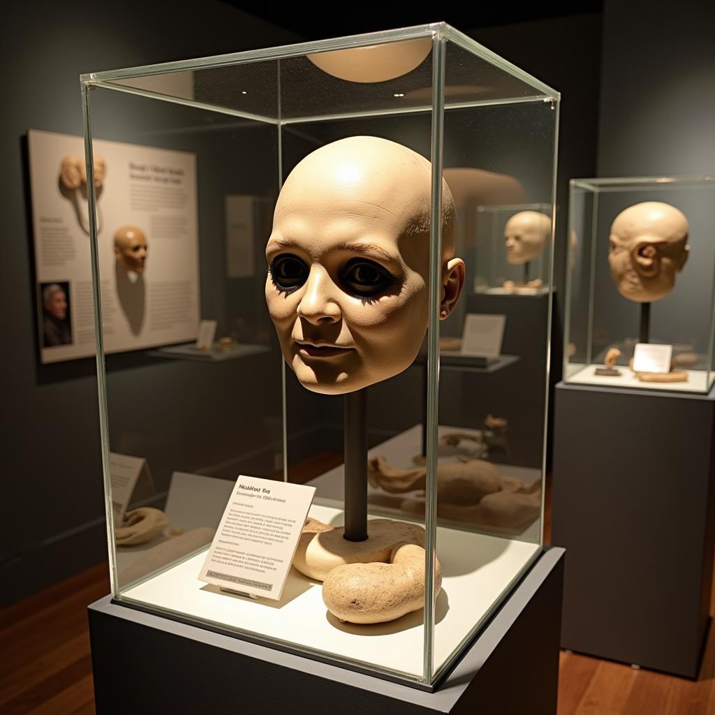 Shrunken Head in Museum Display