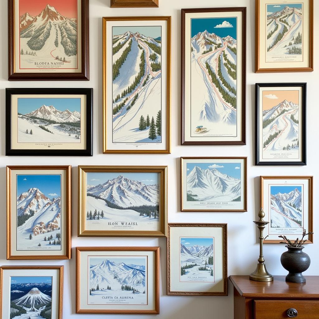 Collection of vintage ski trail map art