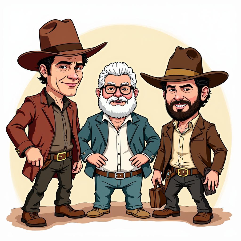 A cartoon illustration of the main characters from Smokey and the Bandit