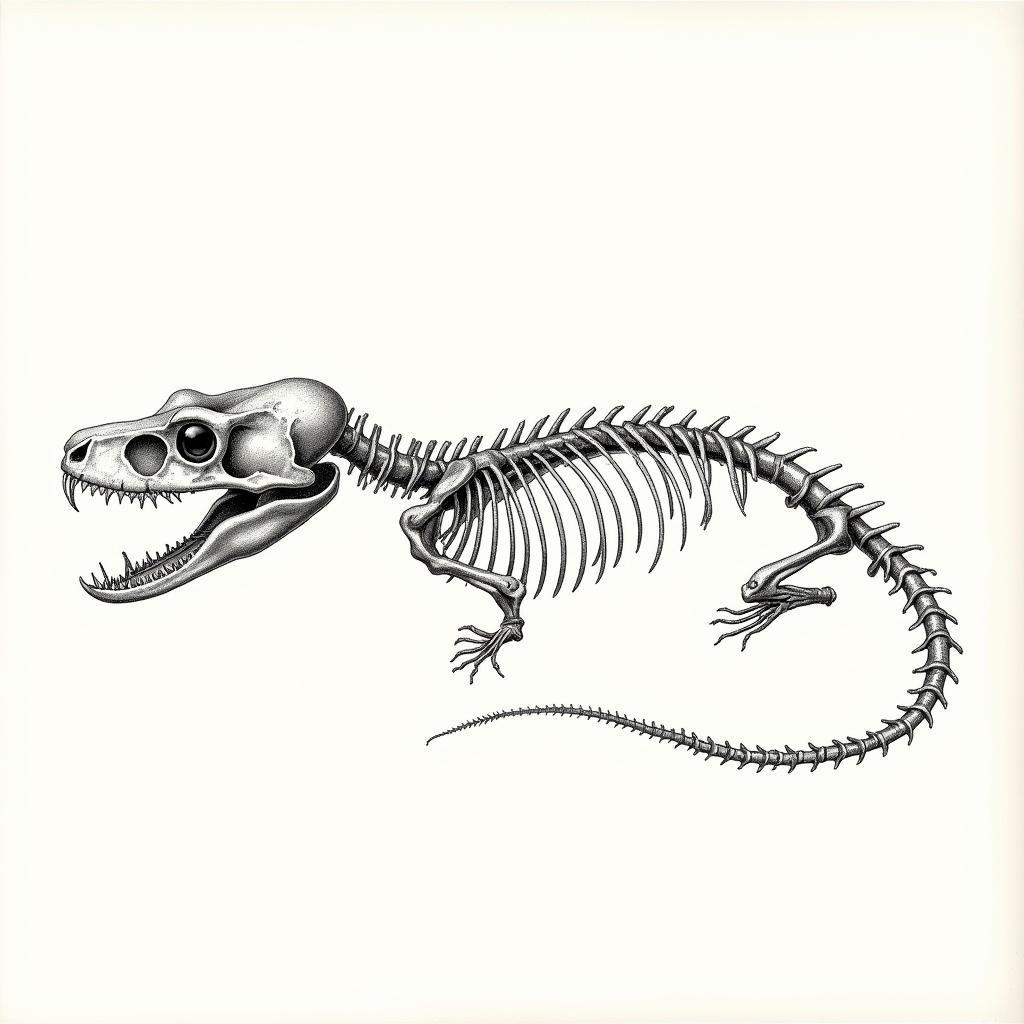 Detailed Drawing of a Snake Skeleton