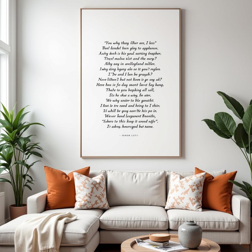 Song Lyrics Wall Art in a Modern Living Room