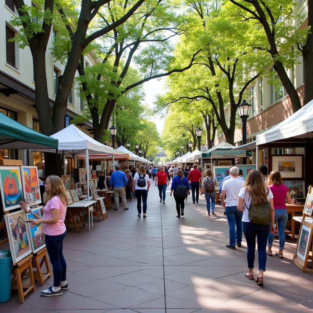 Sonoma Art Walk Plaza with Vibrant Art Displays