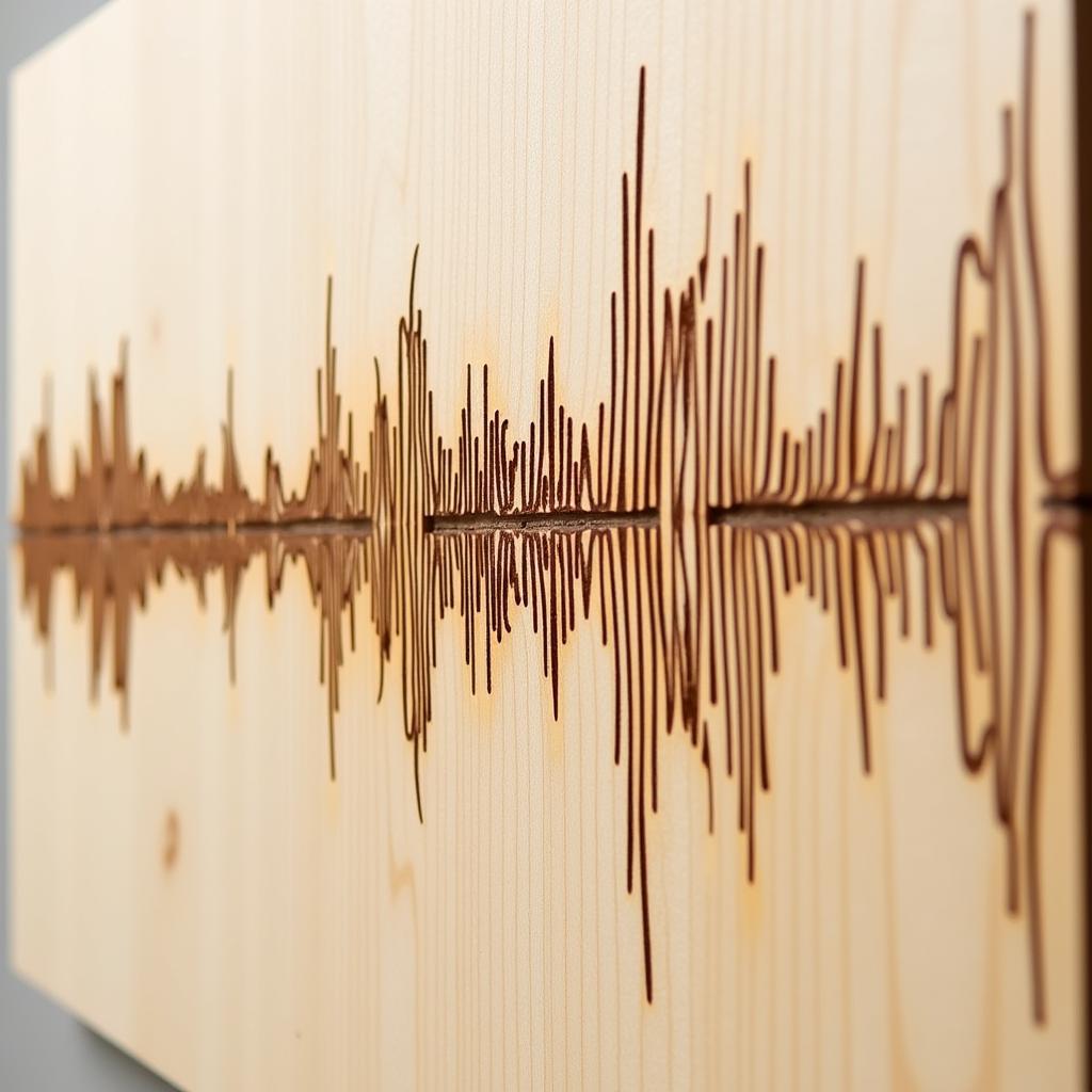 Soundwave art on a wood panel