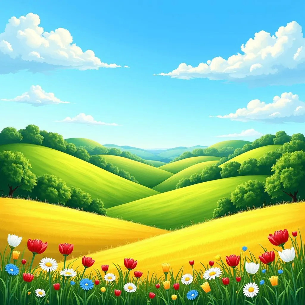 Spring art lesson: Colorful landscape