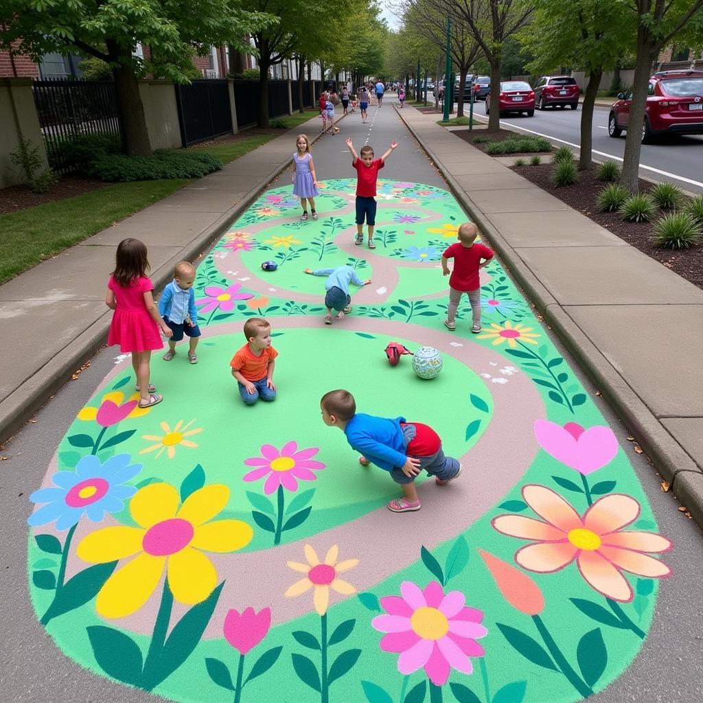 Spring Chalk Art Community Mural