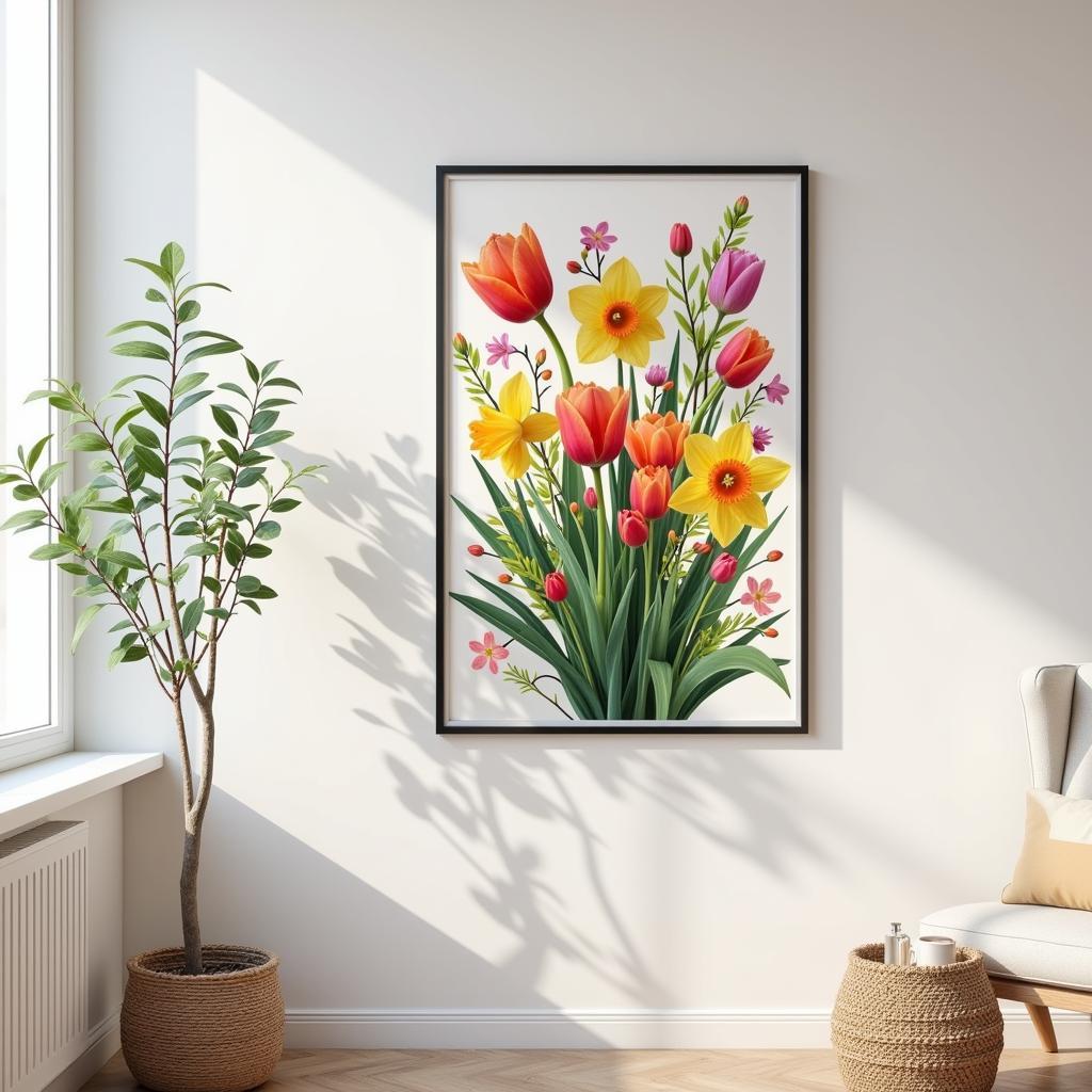 Vibrant spring floral wall art for home decor