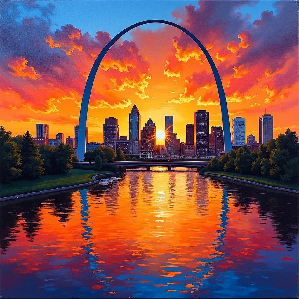 Vibrant St. Louis Skyline Painting