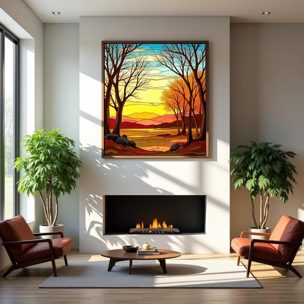 Stained Glass Wall Art in a Modern Living Room