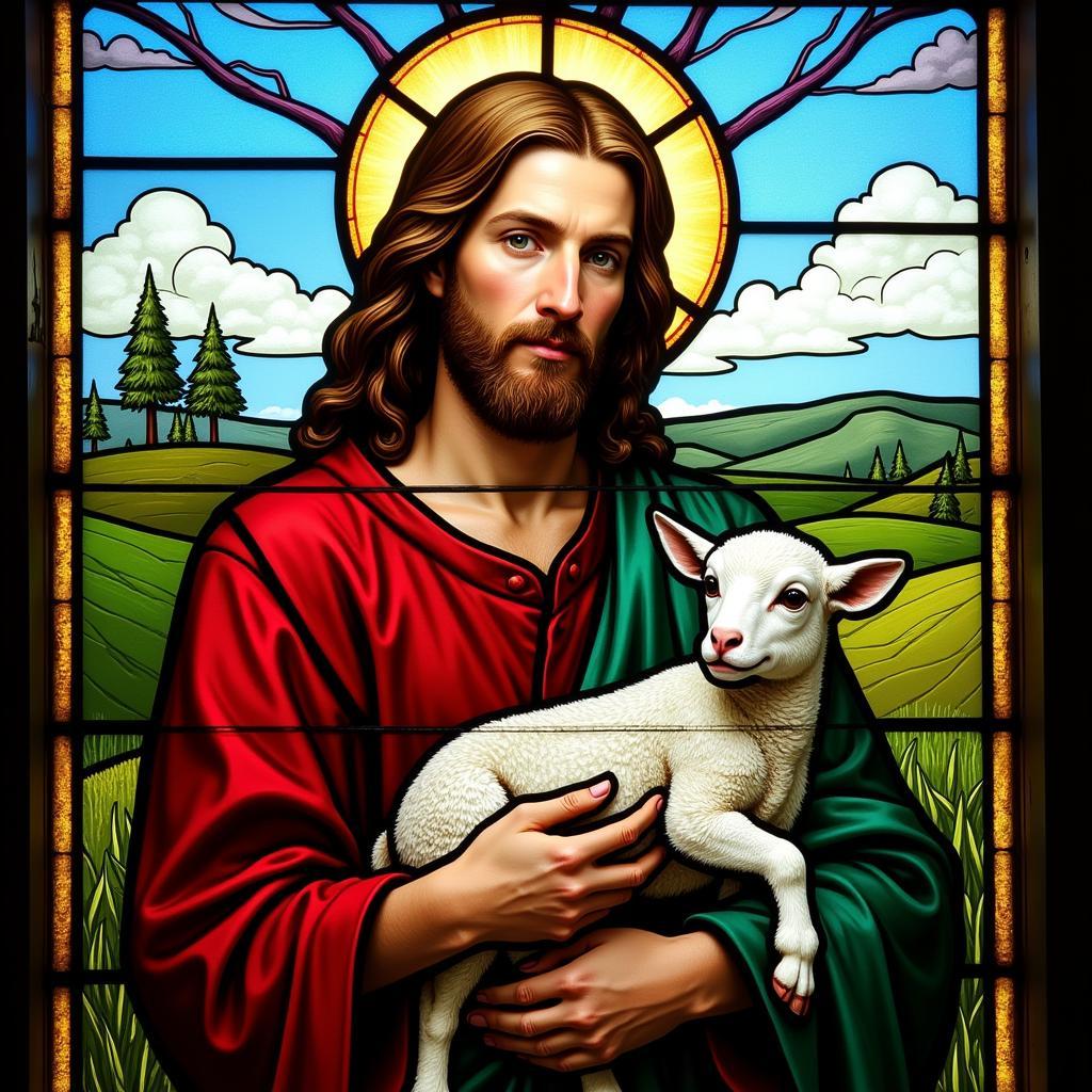 Stained Glass Window - Jesus as the Good Shepherd