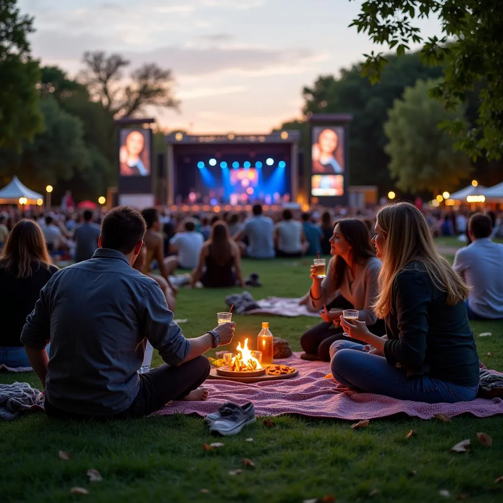 Khán giả thưởng thức buổi hòa nhạc tại Starker Arts Park