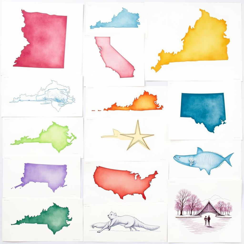 Various Styles of State Art Prints