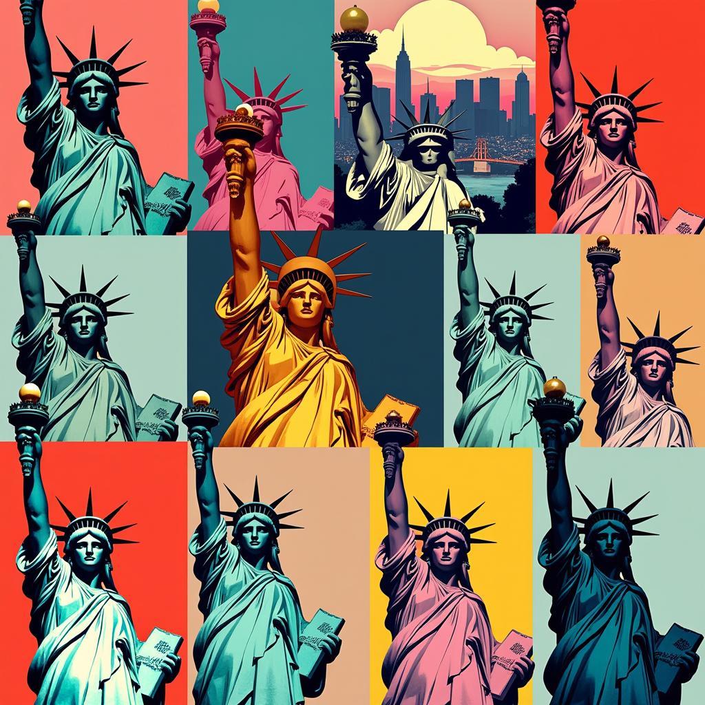 Various Pop Art Styles of the Statue of Liberty