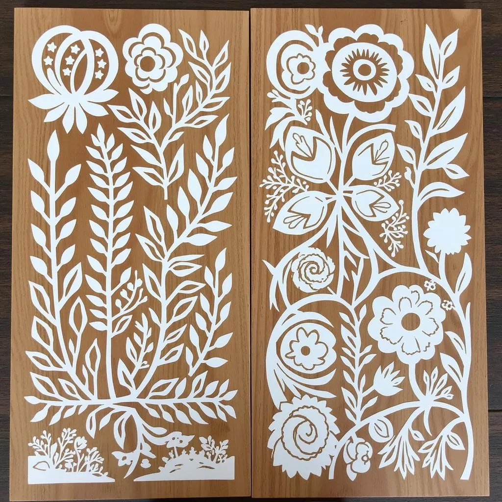 Stenciled wood panel art