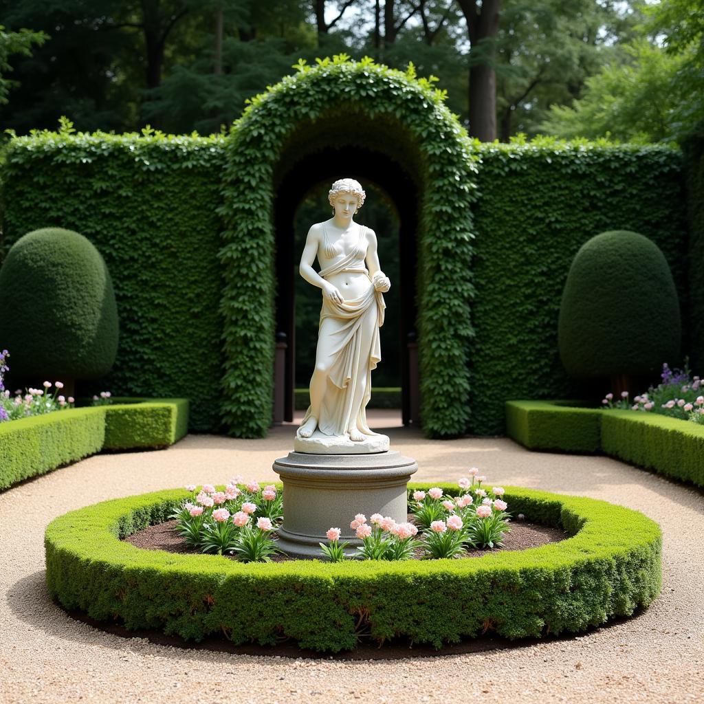 Stone Sculpture in a Formal Garden Setting