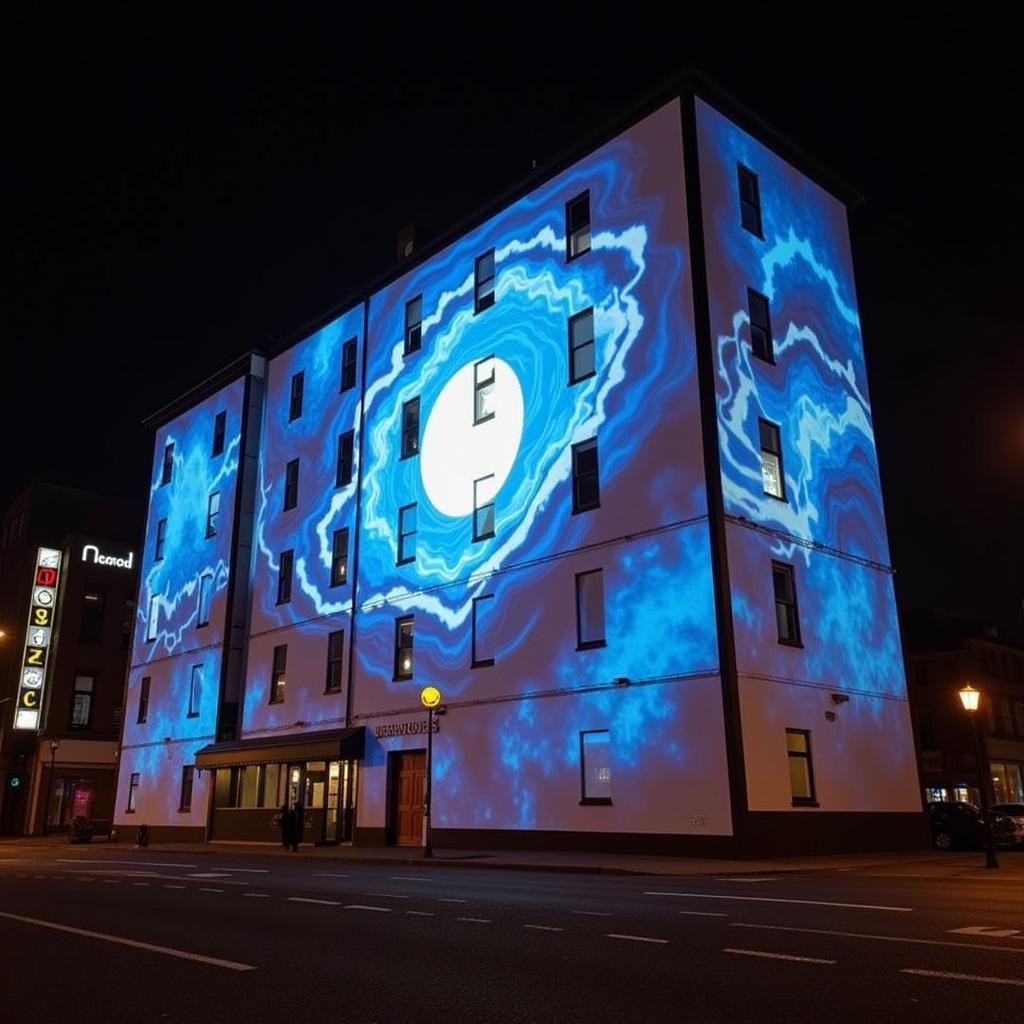 Digital art projection at the Stormy Weather Arts Festival