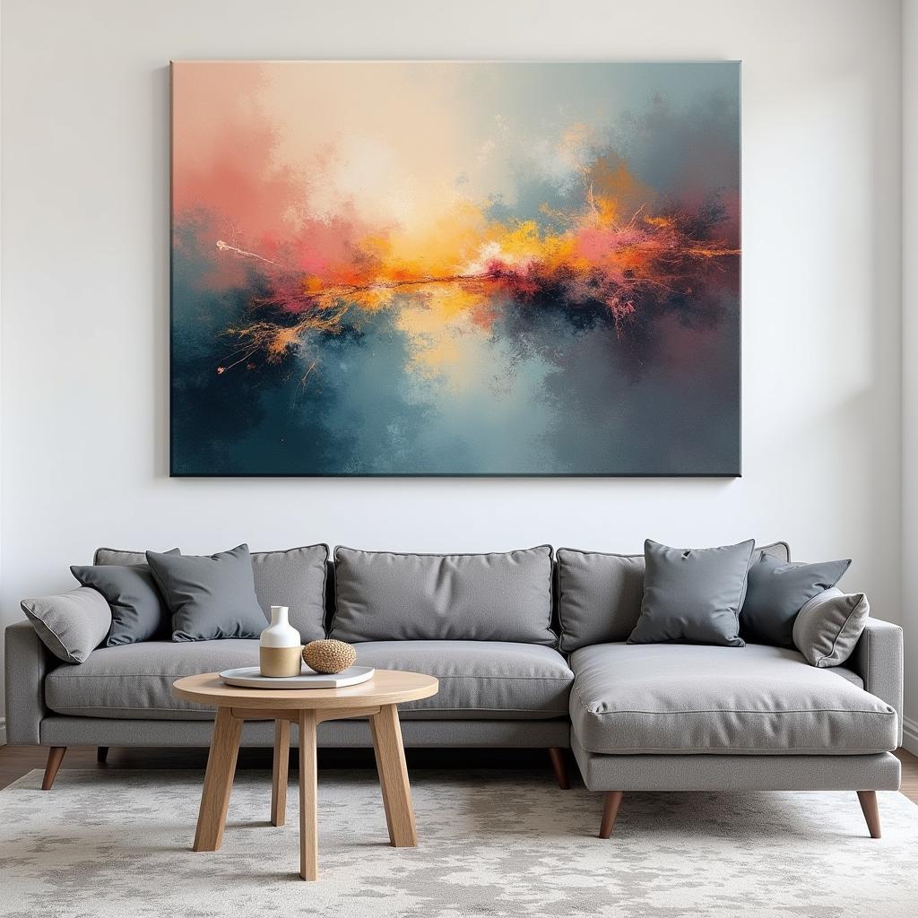 Stretched Canvas Art in a Modern Living Room