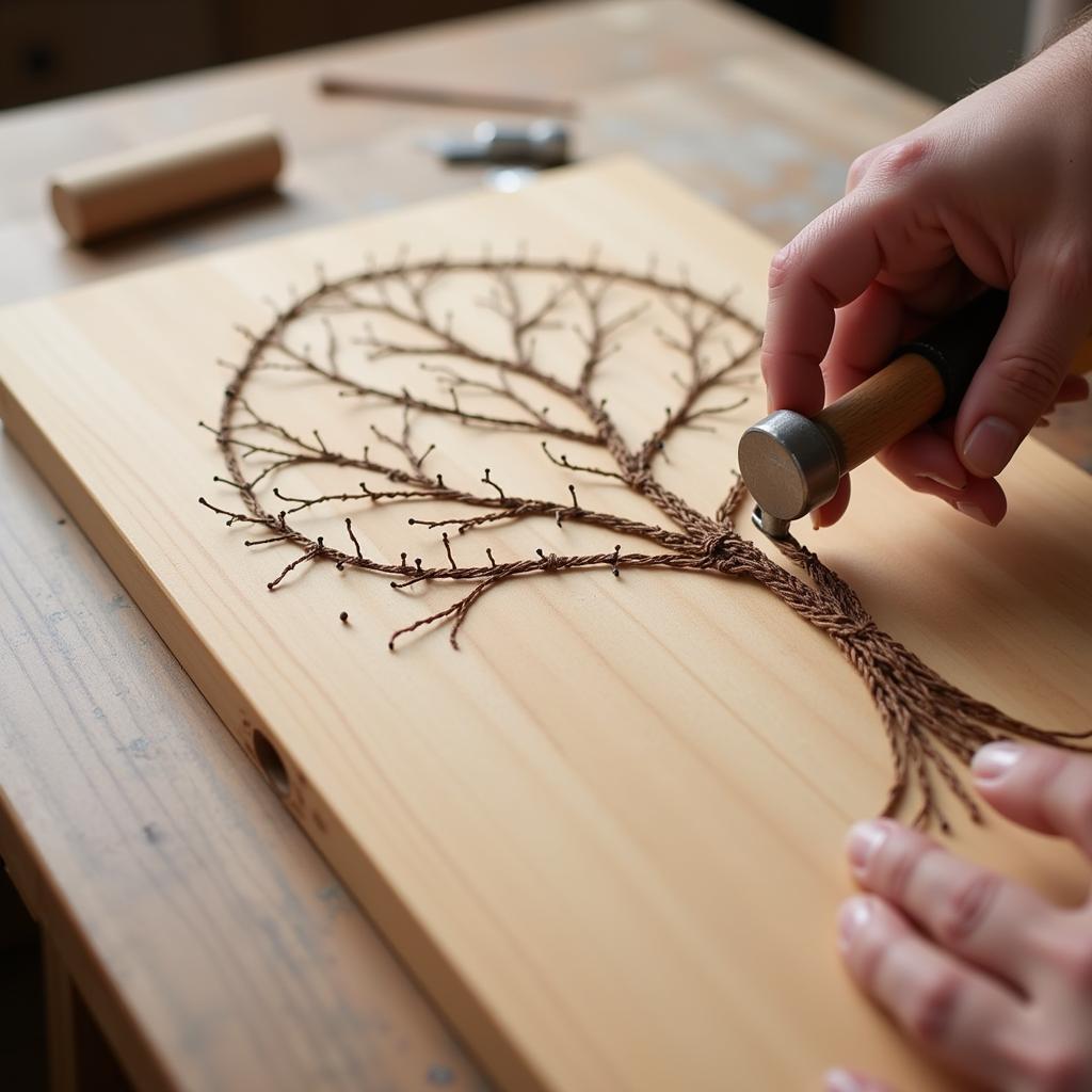 String Art Tree Creation Process