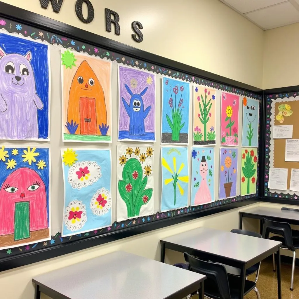 Student Art Display in a Classroom