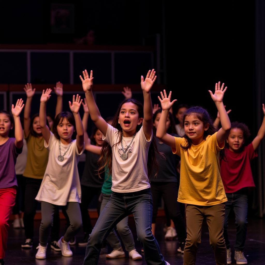 Students engaged in a theatrical performance