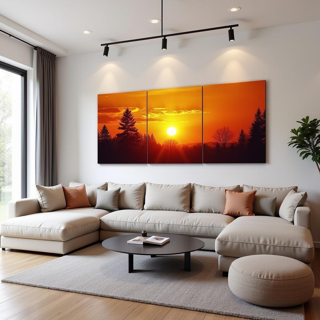 Sunset Metal Wall Art in Living Room