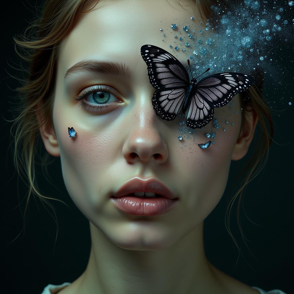 Surreal Portrait Representing Transformation After Death