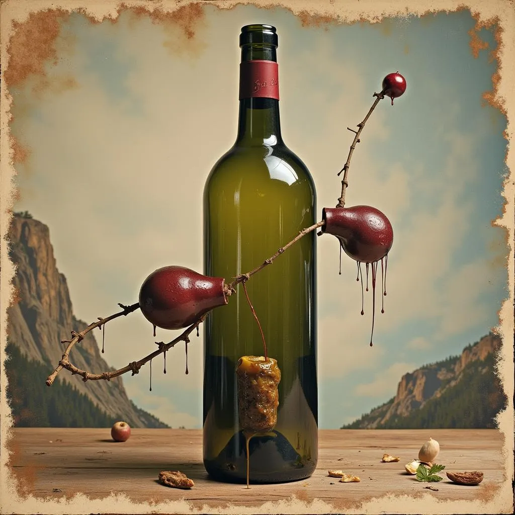 Surreal Wine Bottle in Dada Style