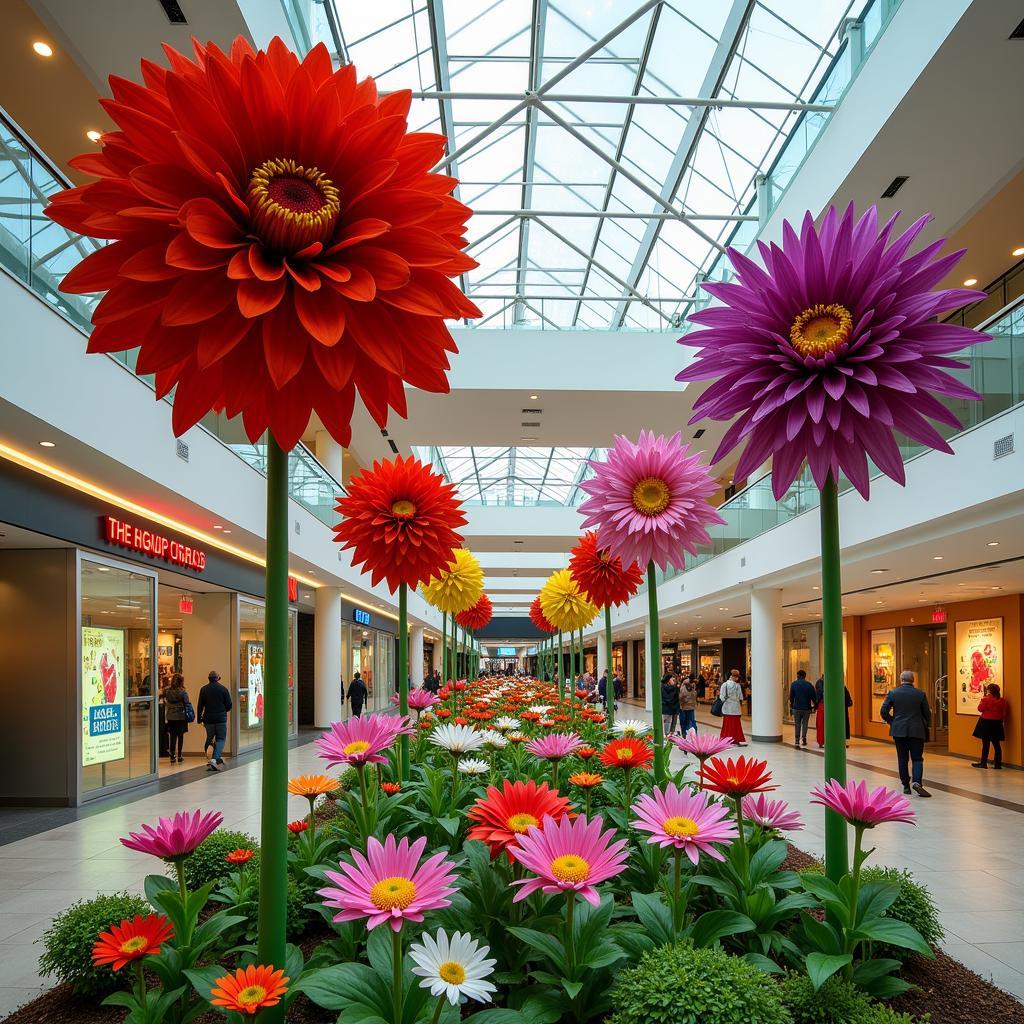 Giant Flower Art Display in a shopping mall