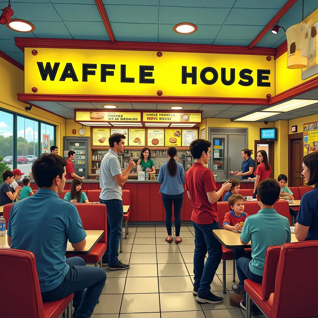 Tác phẩm nghệ thuật kỹ thuật số cảnh Waffle House