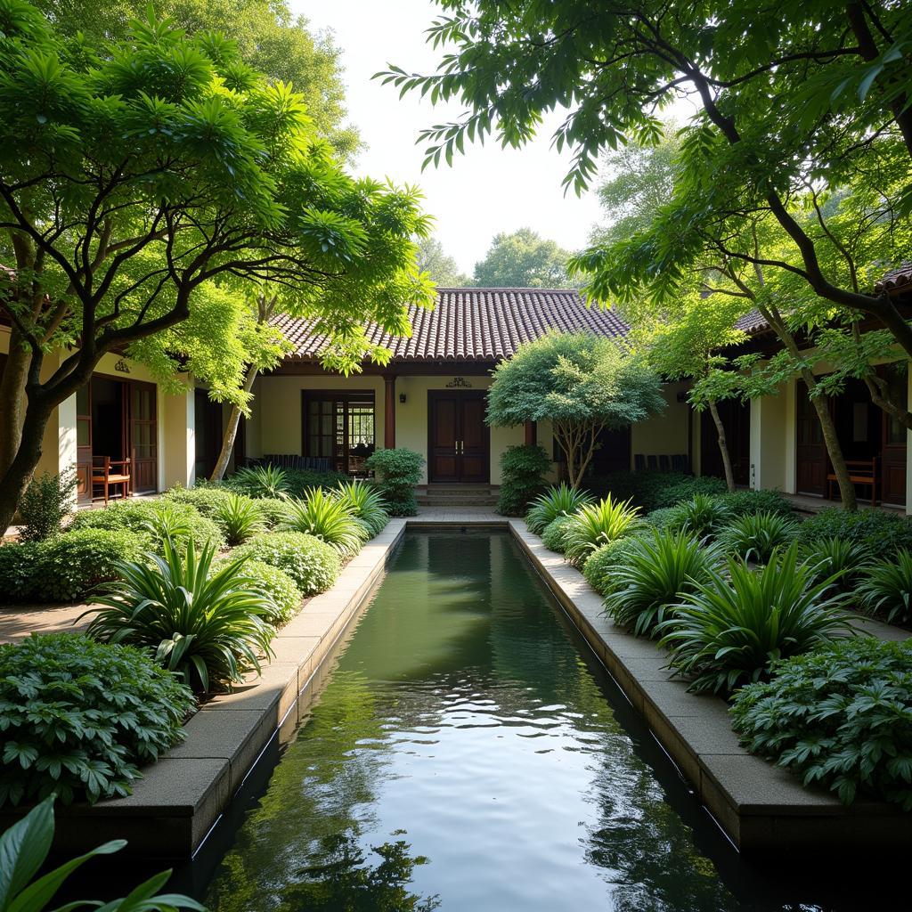 View of the courtyard at the Art Center