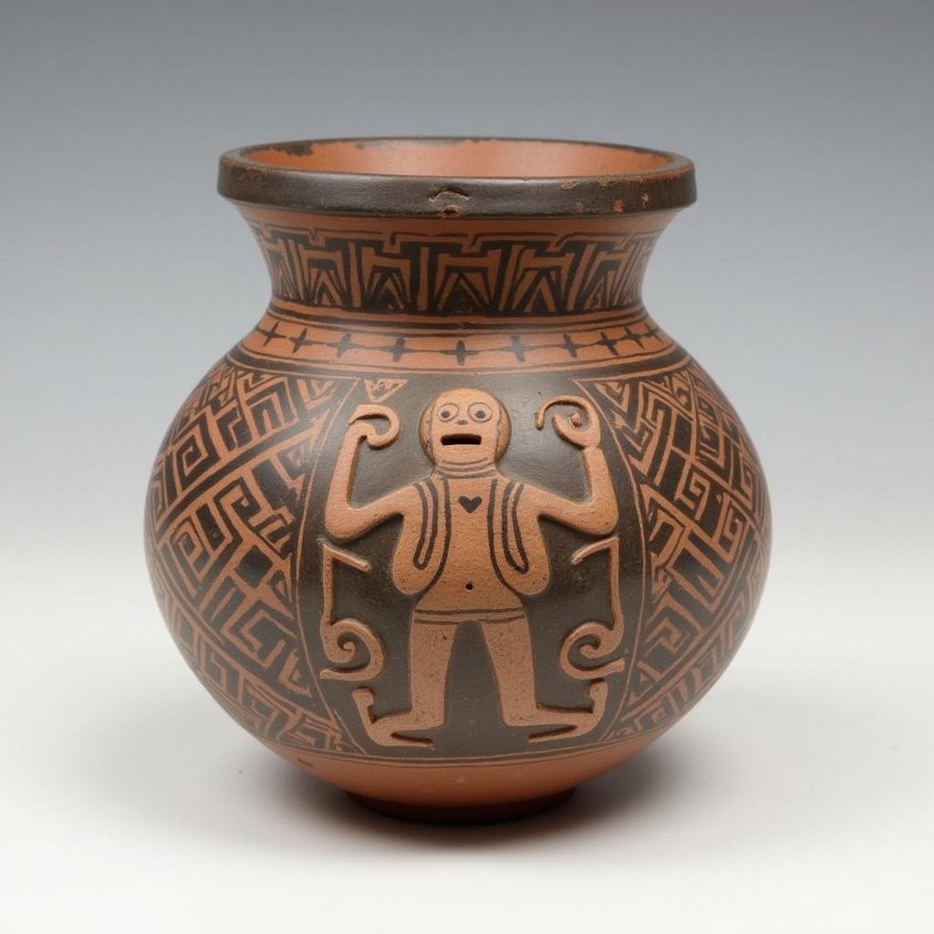 Taíno Ceramic Vessel with Zemi Figure