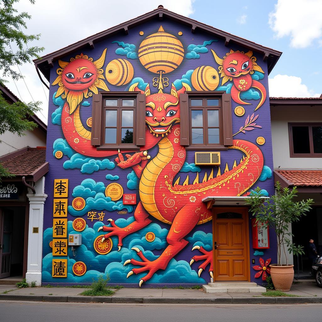 Talat Noi Street Art Mural with Chinese Influence