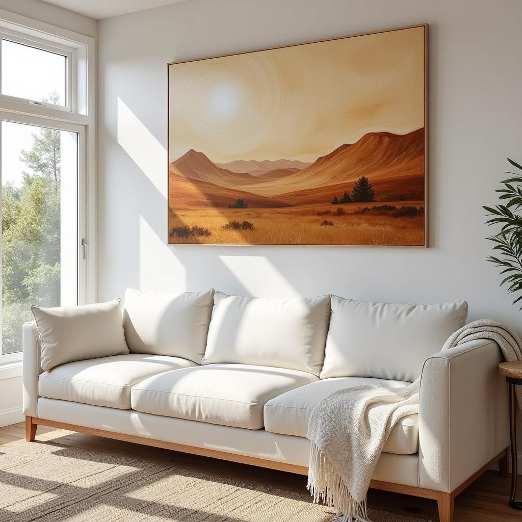 Tan Wall Art in a Living Room