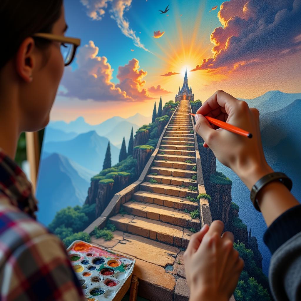 Creating your own "stairway to heaven" artwork using various artistic mediums