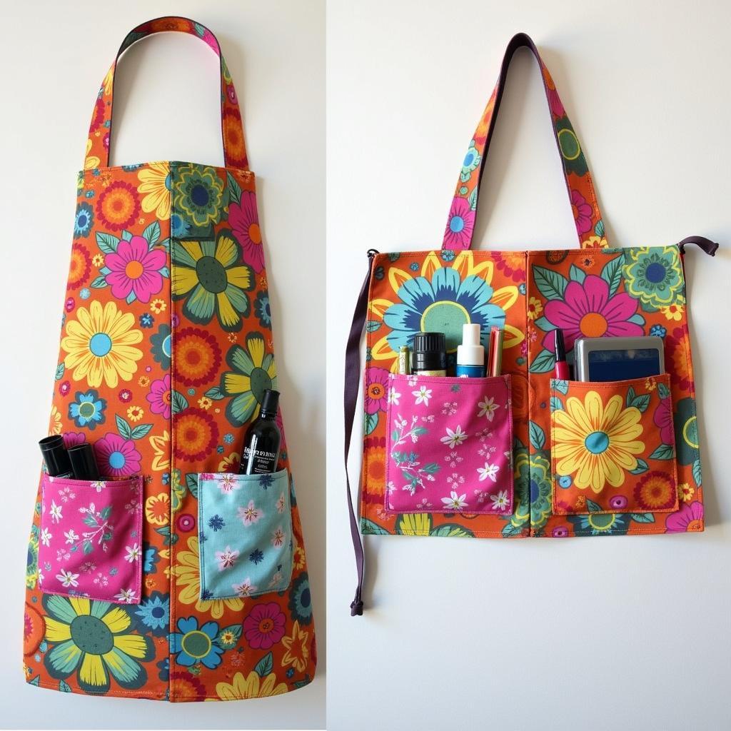 An art teacher's apron repurposed into a stylish tote bag