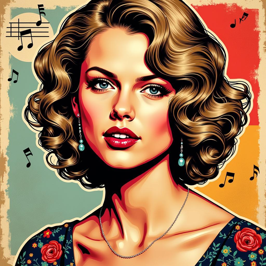 Taylor Swift Pop Art in Retro Style