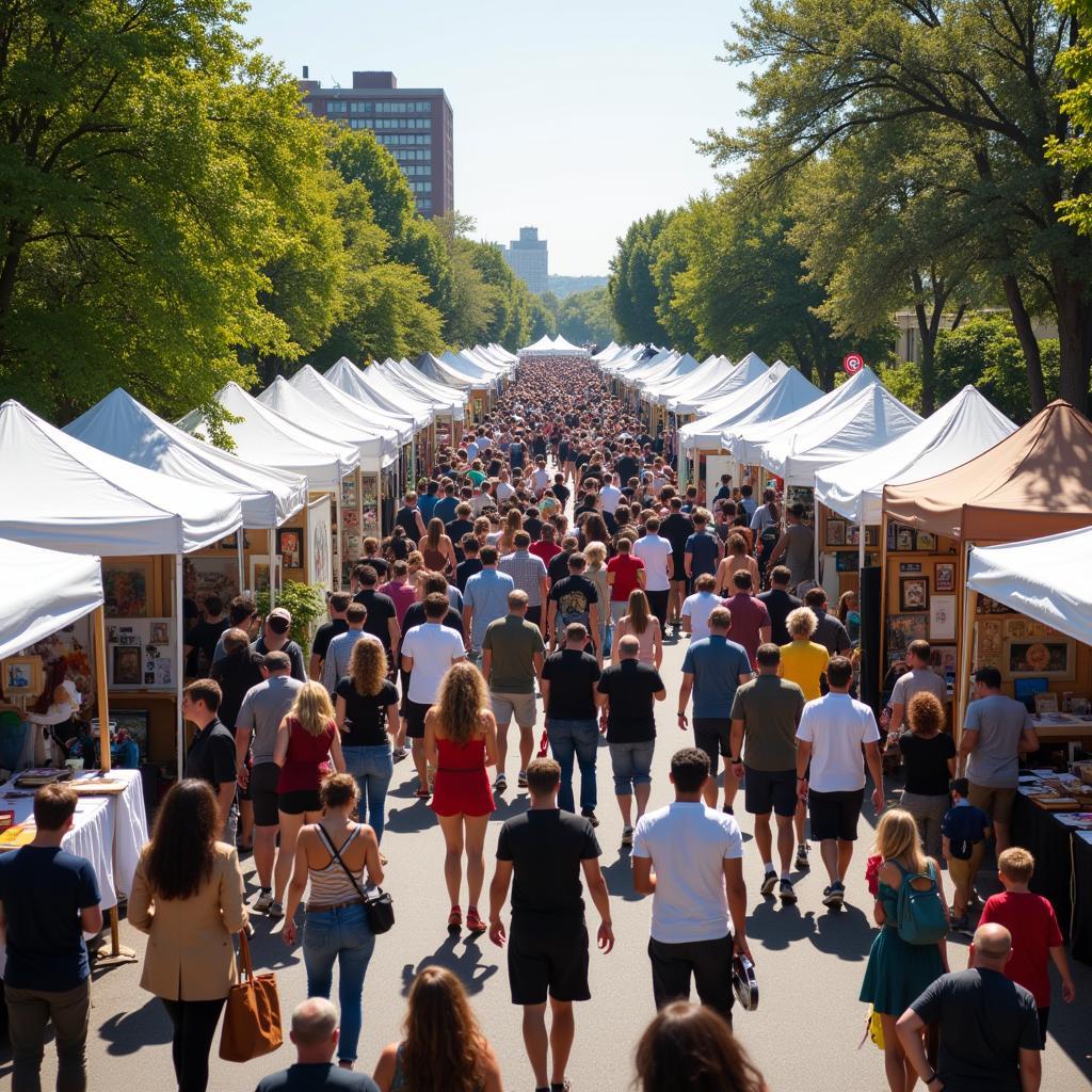 Crowds enjoying the Texas Mesquite Arts Festival