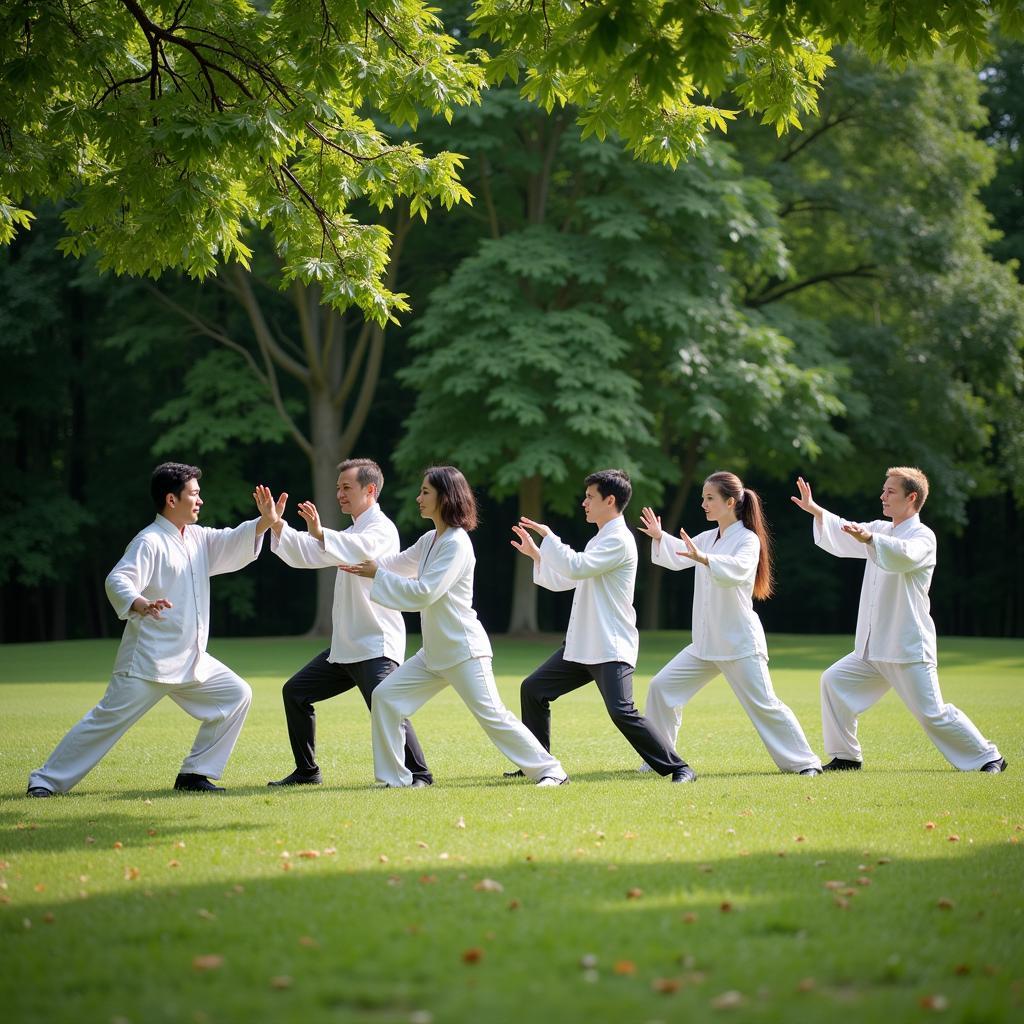 Tai chi practice in the park