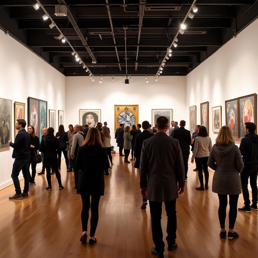 Visitors attending an art exhibition in Milwaukee